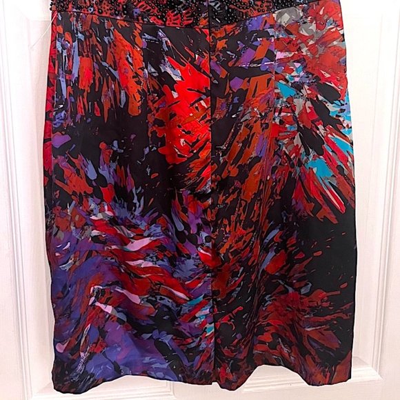 NWT BCBGENERATION ROUGE MULTICOLOR STRAPLESS DRESS BEADED EMPIRE WAIST SIZE 6 - Picture 6 of 9